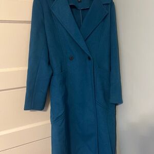 Halogen NWT Size L Wool Wrap Coat in Teal Sapphire